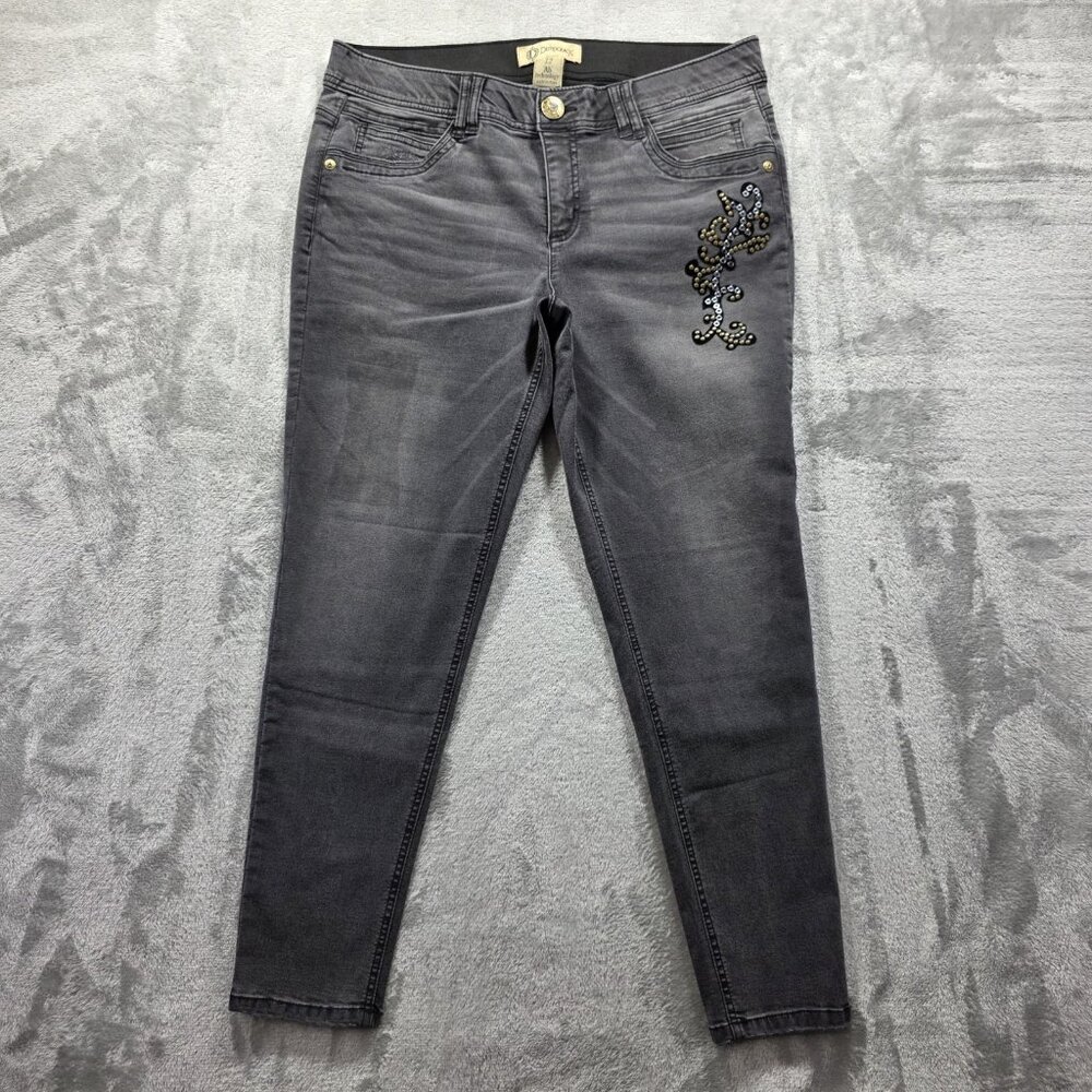 Democracy Jeans Womens 12 Black Ab Technology Mid Rise Ankle Skimmer Studded